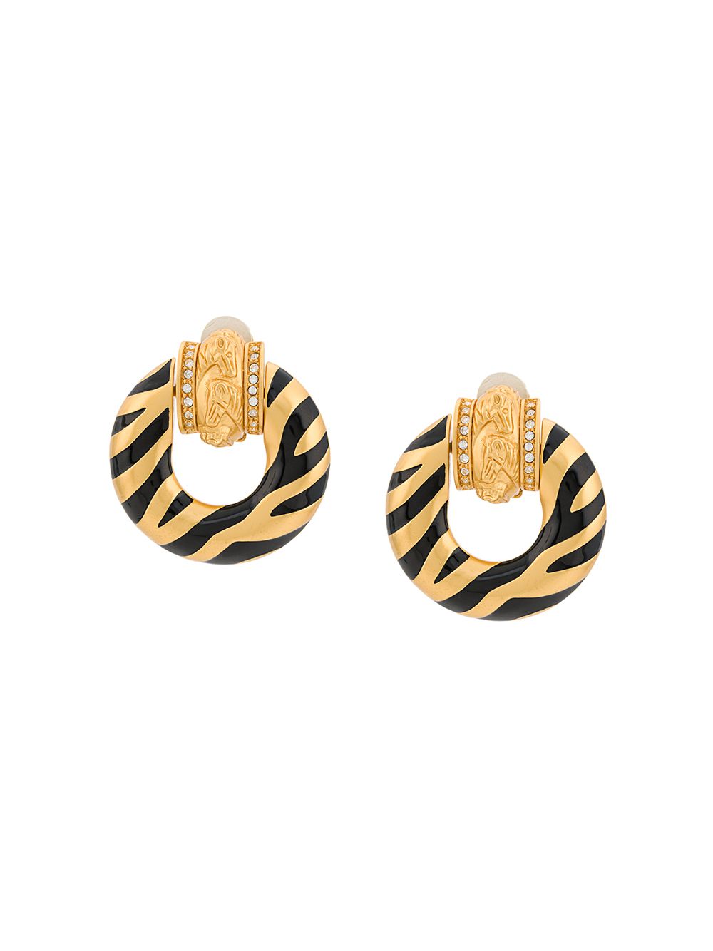 фото Susan caplan vintage 1990s elizabeth taylor 18kt gold plated door-knocker tiger earrings