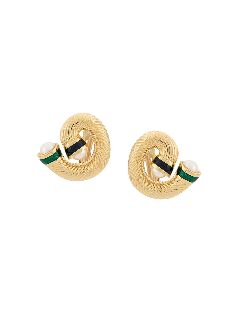 фото Givenchy pre-owned 1980s vintage givenchy 18kt gold plated faux pearl clip-on earrings