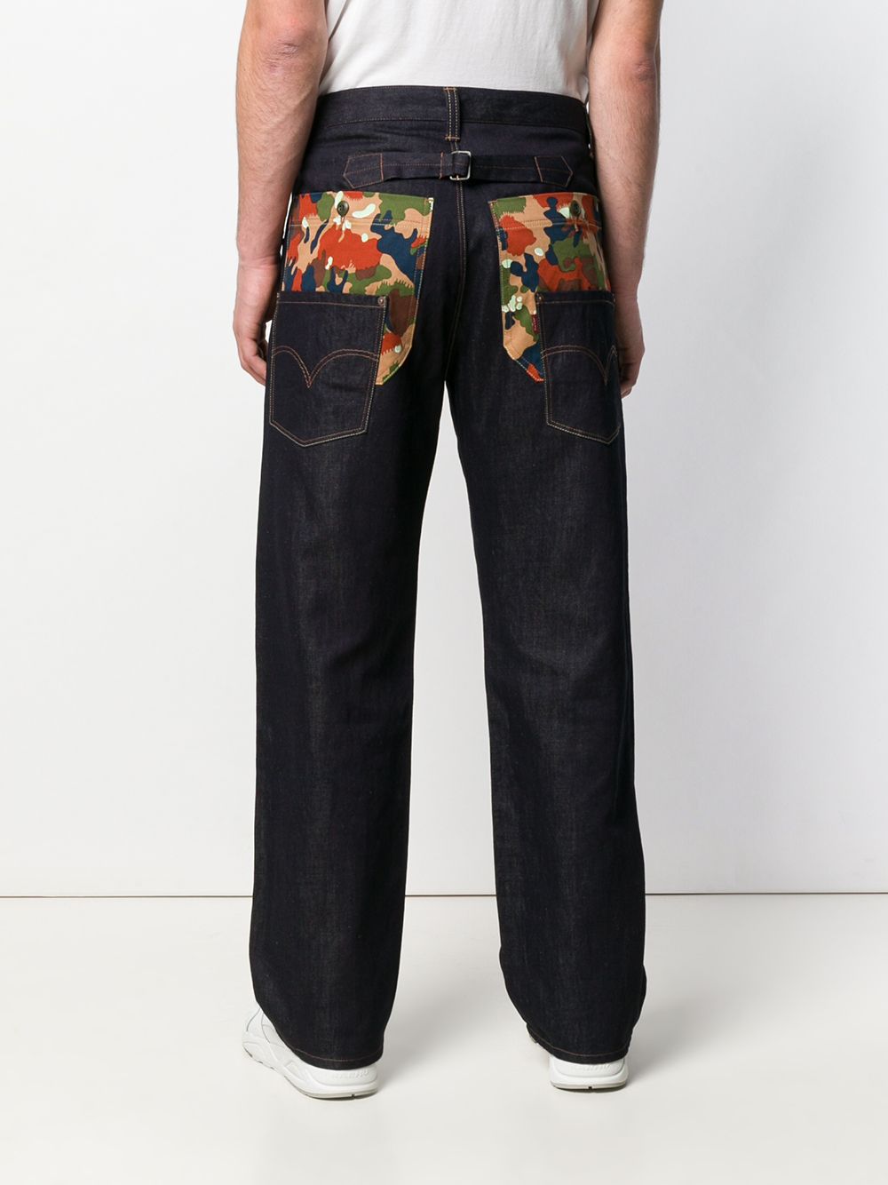 фото Junya watanabe man x levi's джинсы в стиле оверсайз с камуфляжным принтом на карманах
