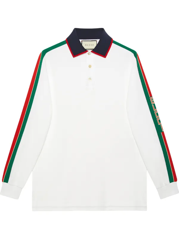 cotton polo with gucci stripe