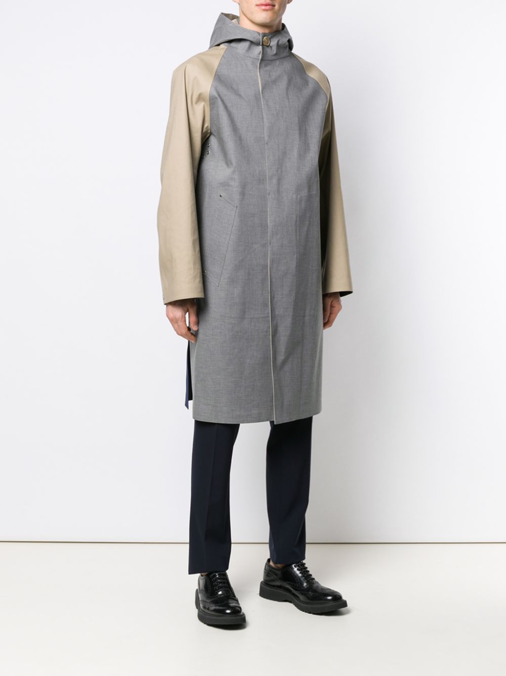 фото Mackintosh пальто в стиле колор-блок с капюшоном