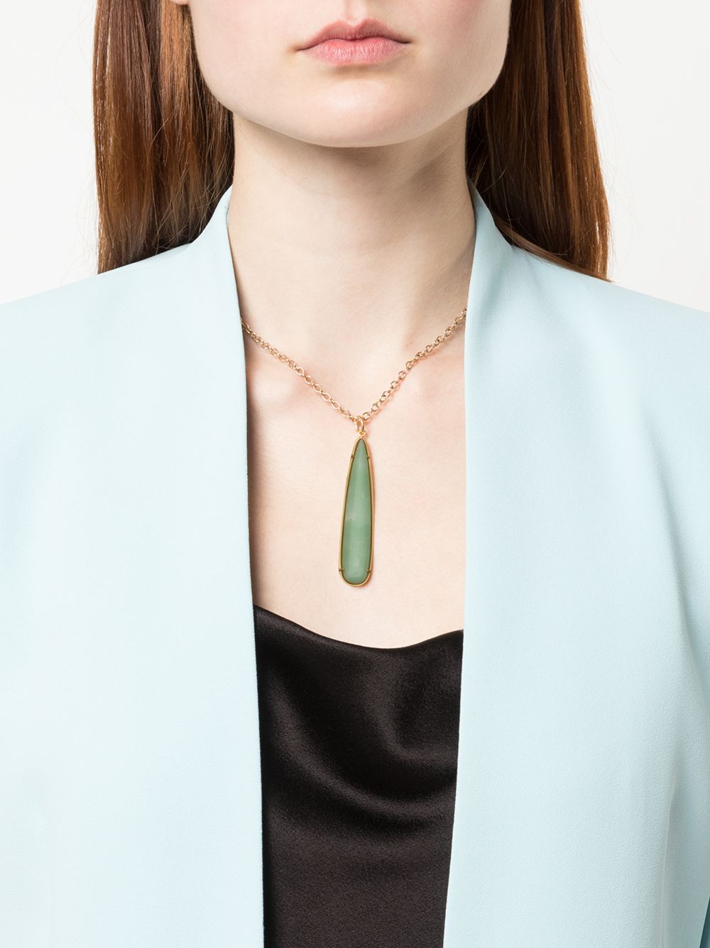 фото Irene neuwirth 18kt yellow gold long mint chrysoprase teardrop pendant