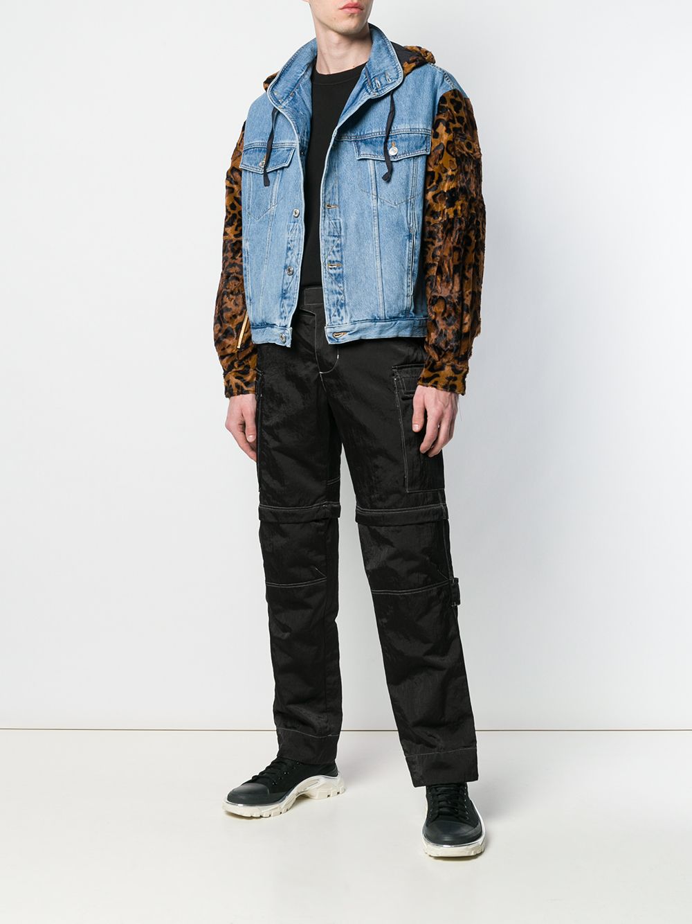 фото Martine rose джинсовая куртка с леопардовыми рукавами