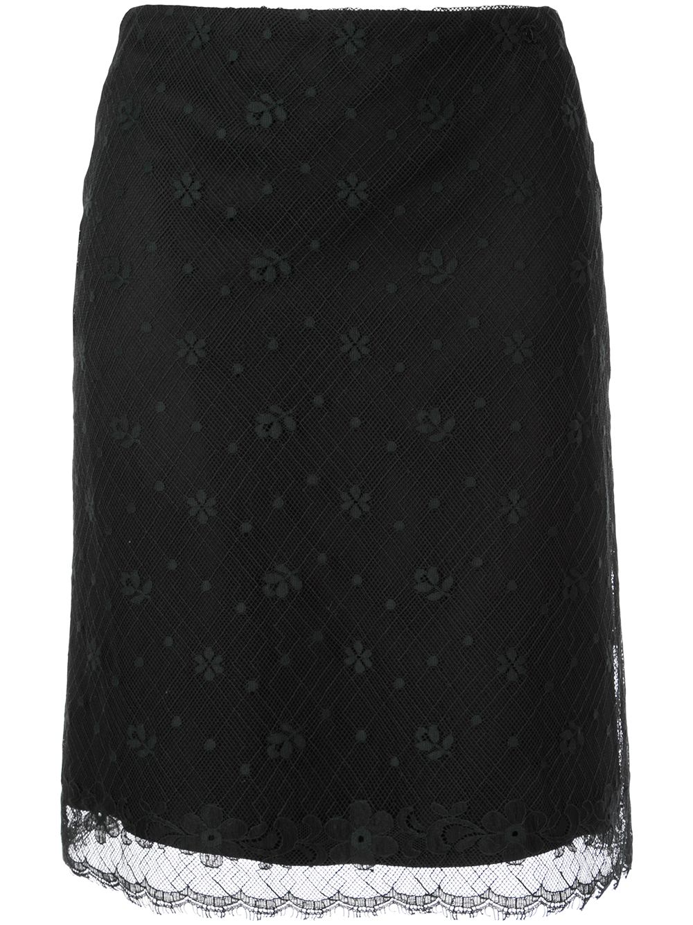 фото Chanel pre-owned кружевная юбка с логотипом сс