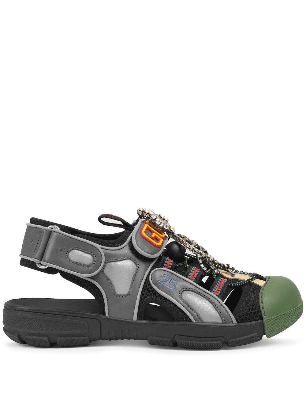 фото Gucci декорированные сандалии с сетчатыми вставками