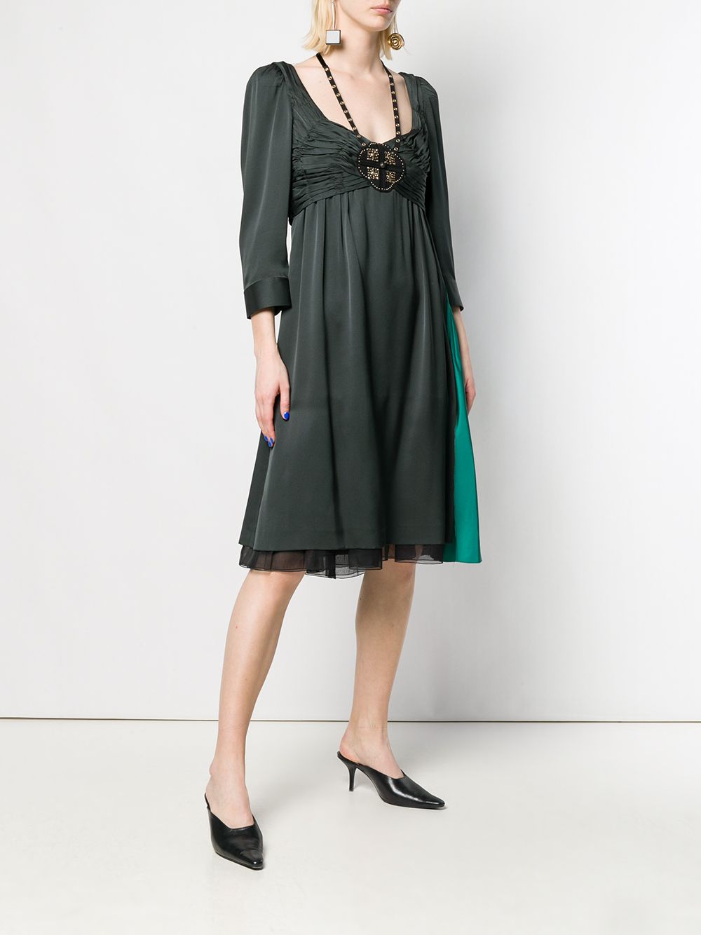 фото Prada pre-owned многослойное платье в стиле ампир
