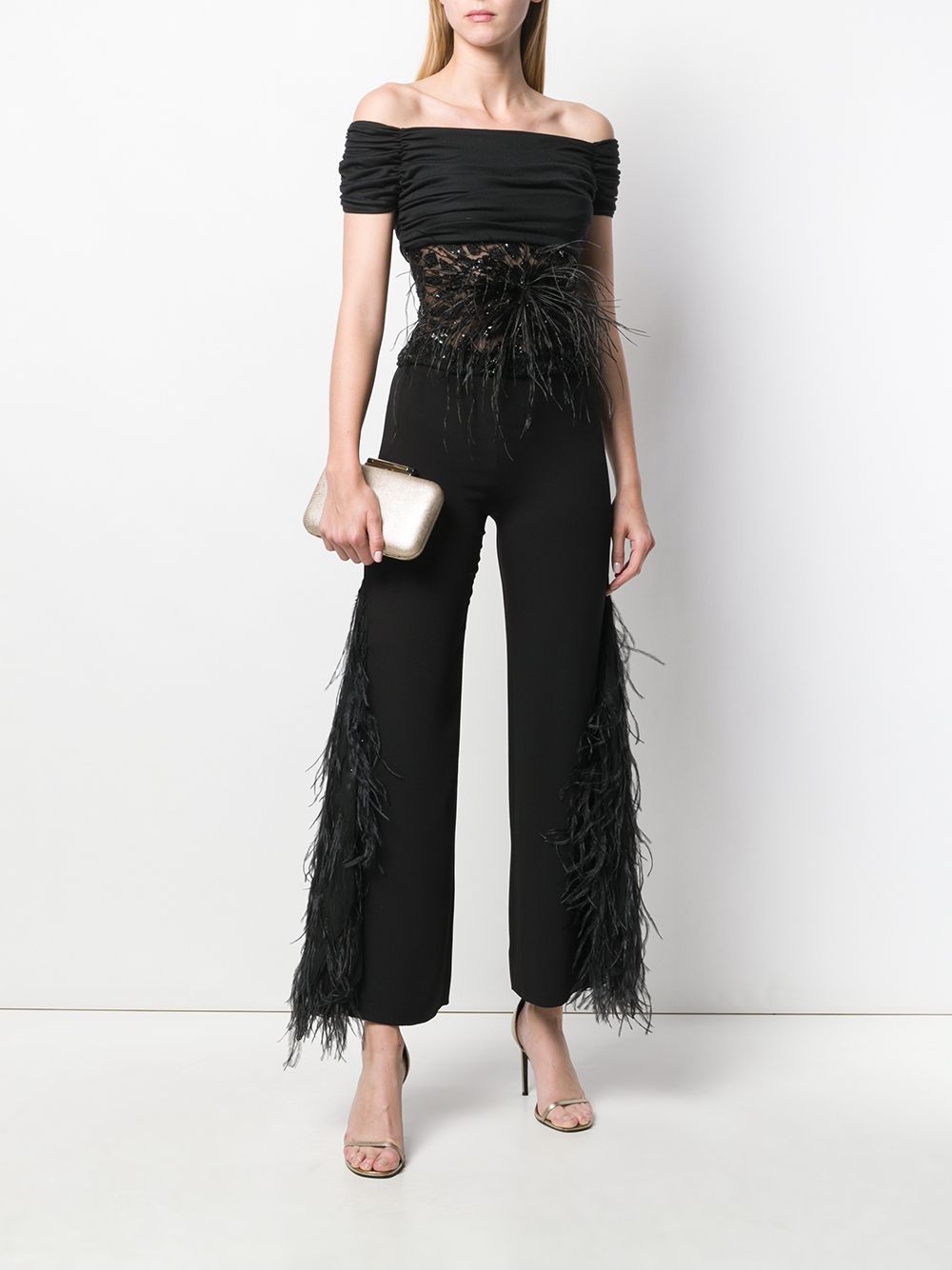 фото Valentino pre-owned feather embellished trousers & top