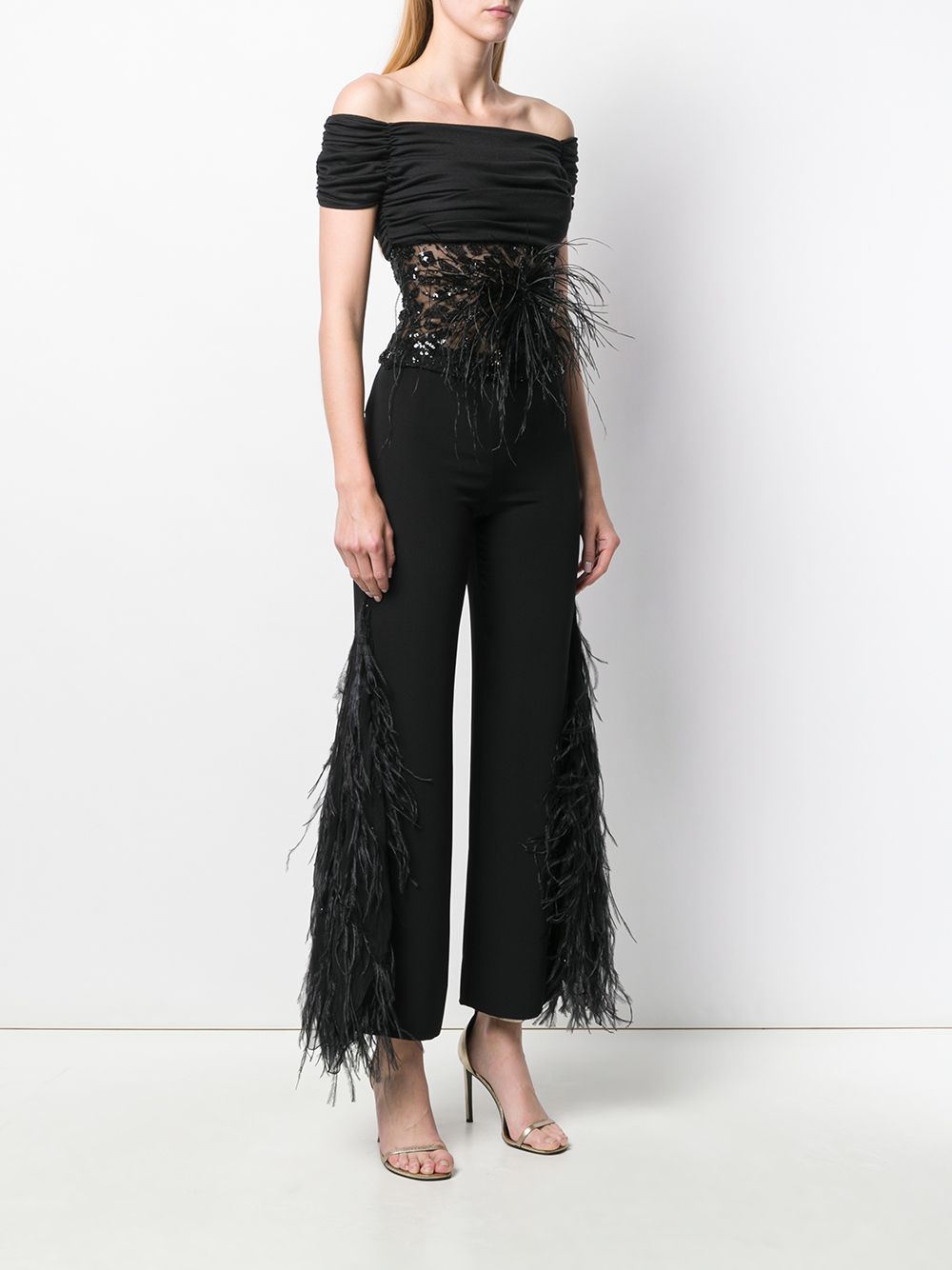 фото Valentino pre-owned feather embellished trousers & top