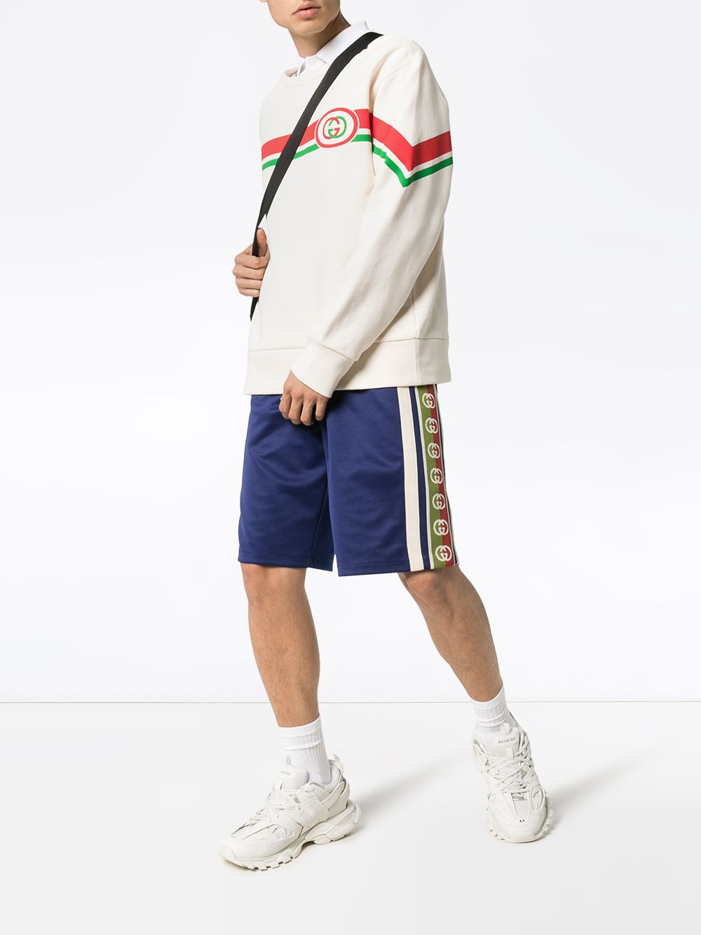 фото Gucci спортивные шорты с контрастными полосками и логотипом gg