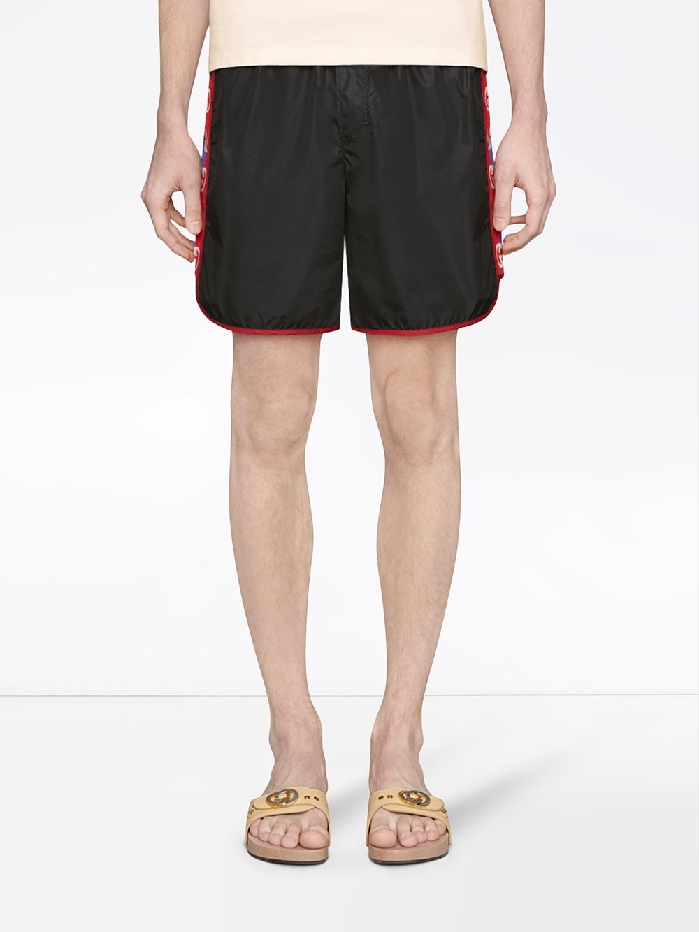 фото Gucci плавки-шорты с логотипом на лампасах