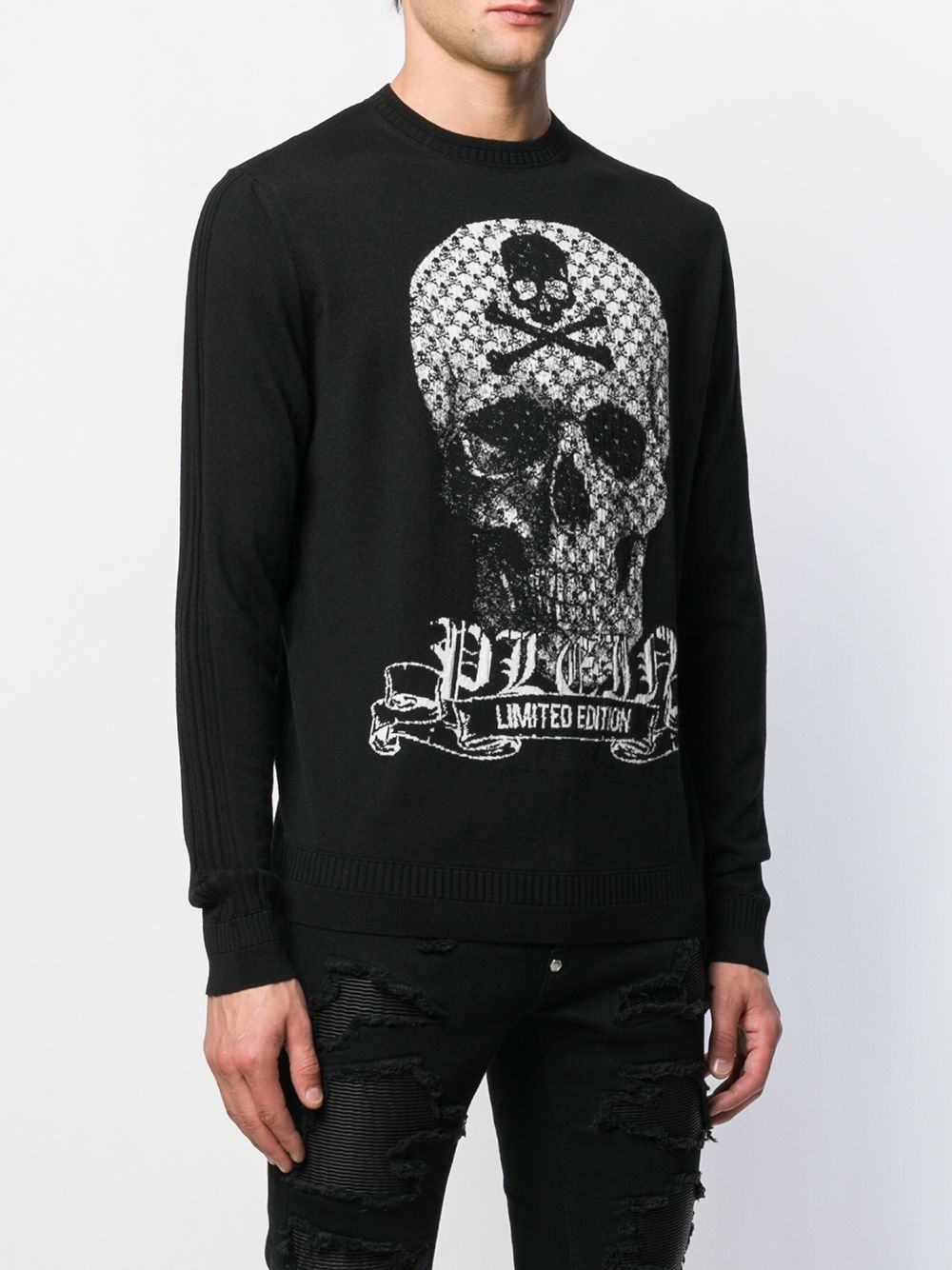 фото Philipp plein трикотажный джемпер с вышивкой skull