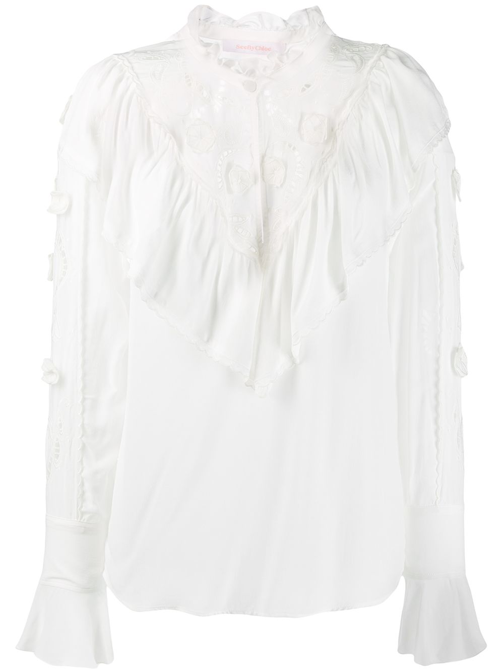 фото See by chloé блузка с воротником-стойкой и оборками