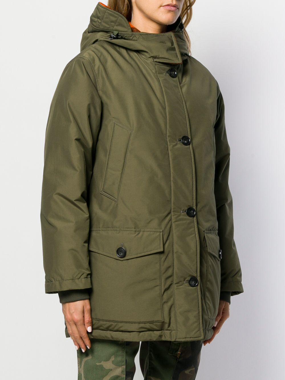 фото Woolrich короткая парка в клетку с капюшоном