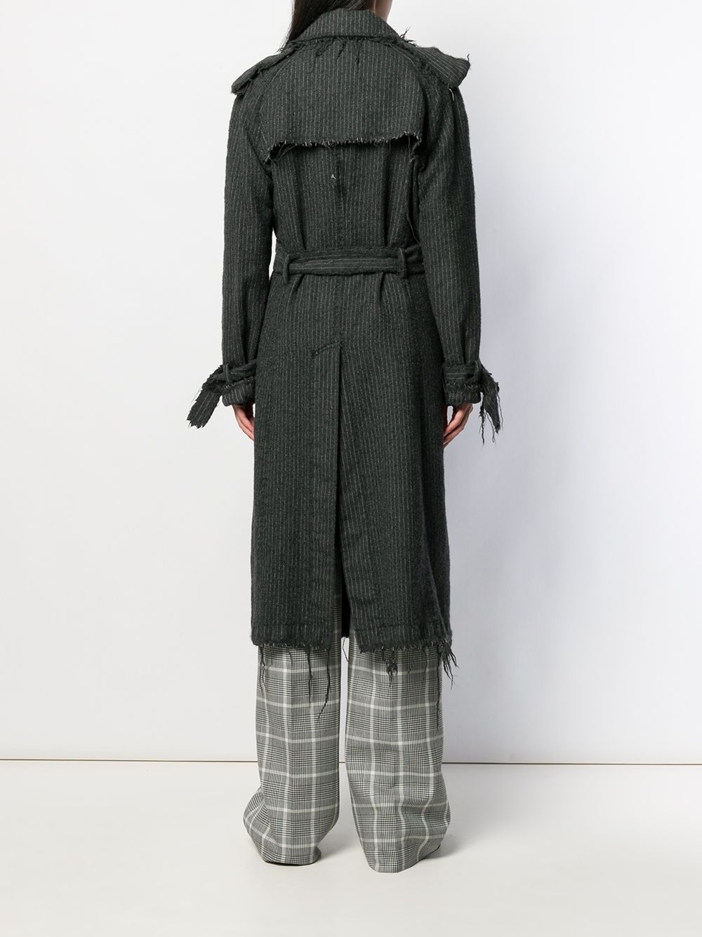 фото Junya watanabe comme des garçons pre-owned расклешенный тренч в тонкую полоску