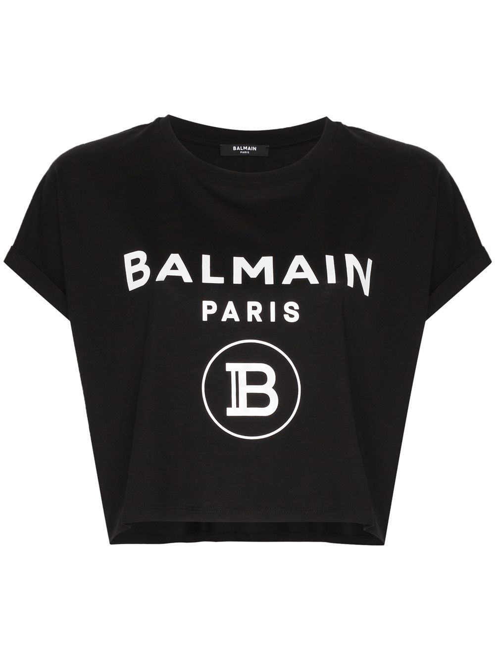 фото Balmain укороченная футболка с логотипом