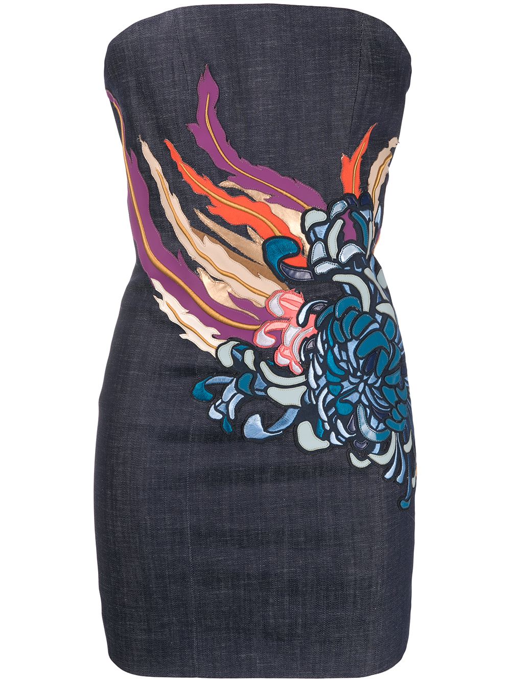 фото Dsquared2 джинсовое платье мини с цветочным принтом