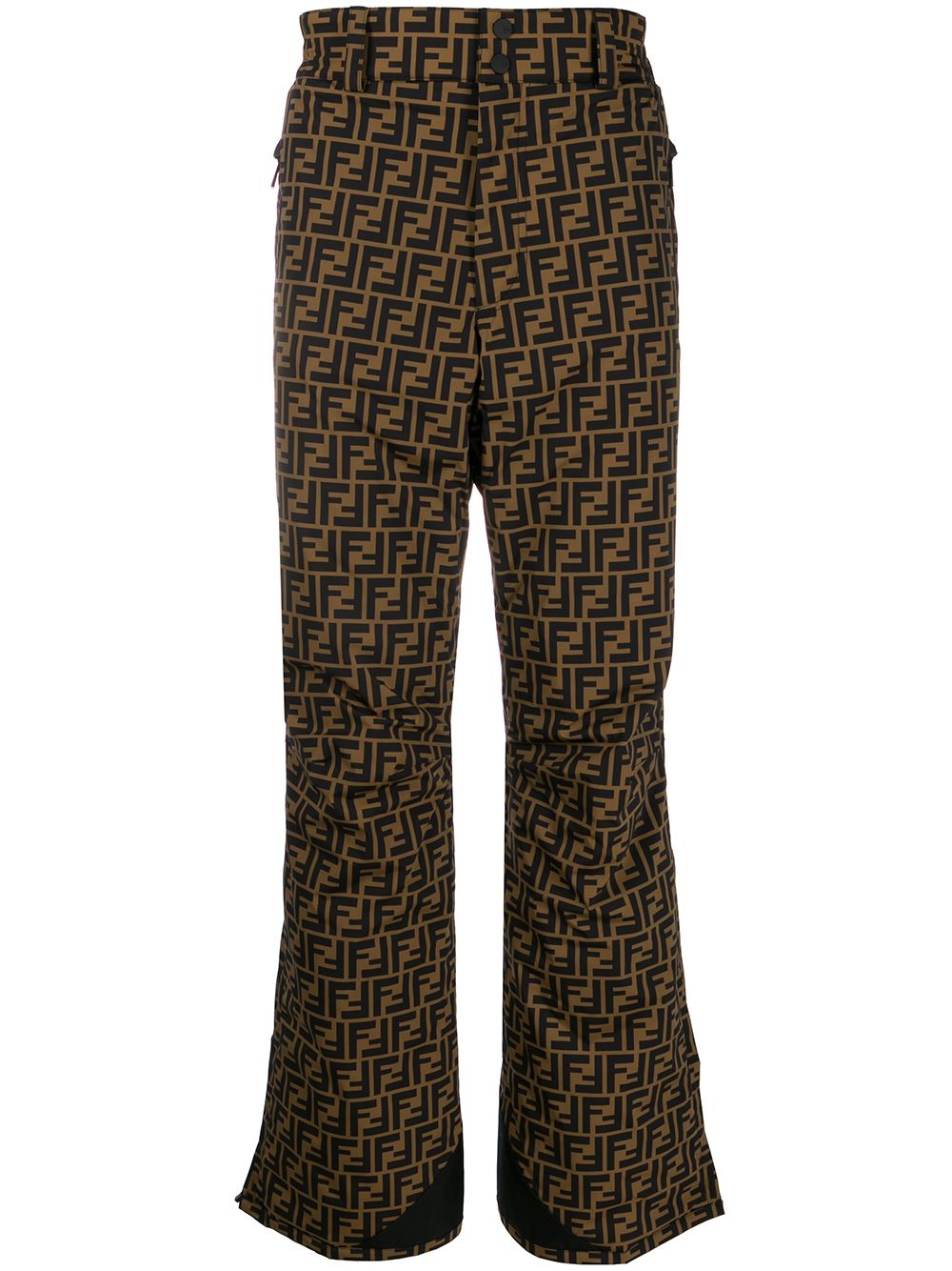 фото Fendi широкие брюки с завышенной талией и узором ff
