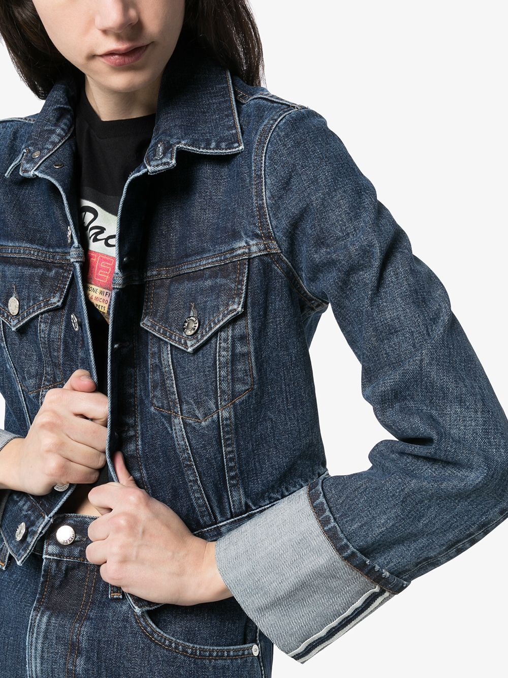 фото Helmut lang укороченная джинсовая куртка fem little trucker