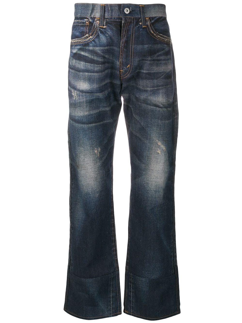 фото Junya watanabe man джинсы прямого кроя с эффектом потертости