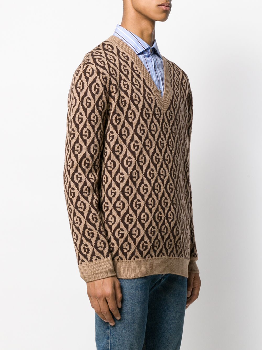 фото Gucci свитер с v-образным вырезом и узором
