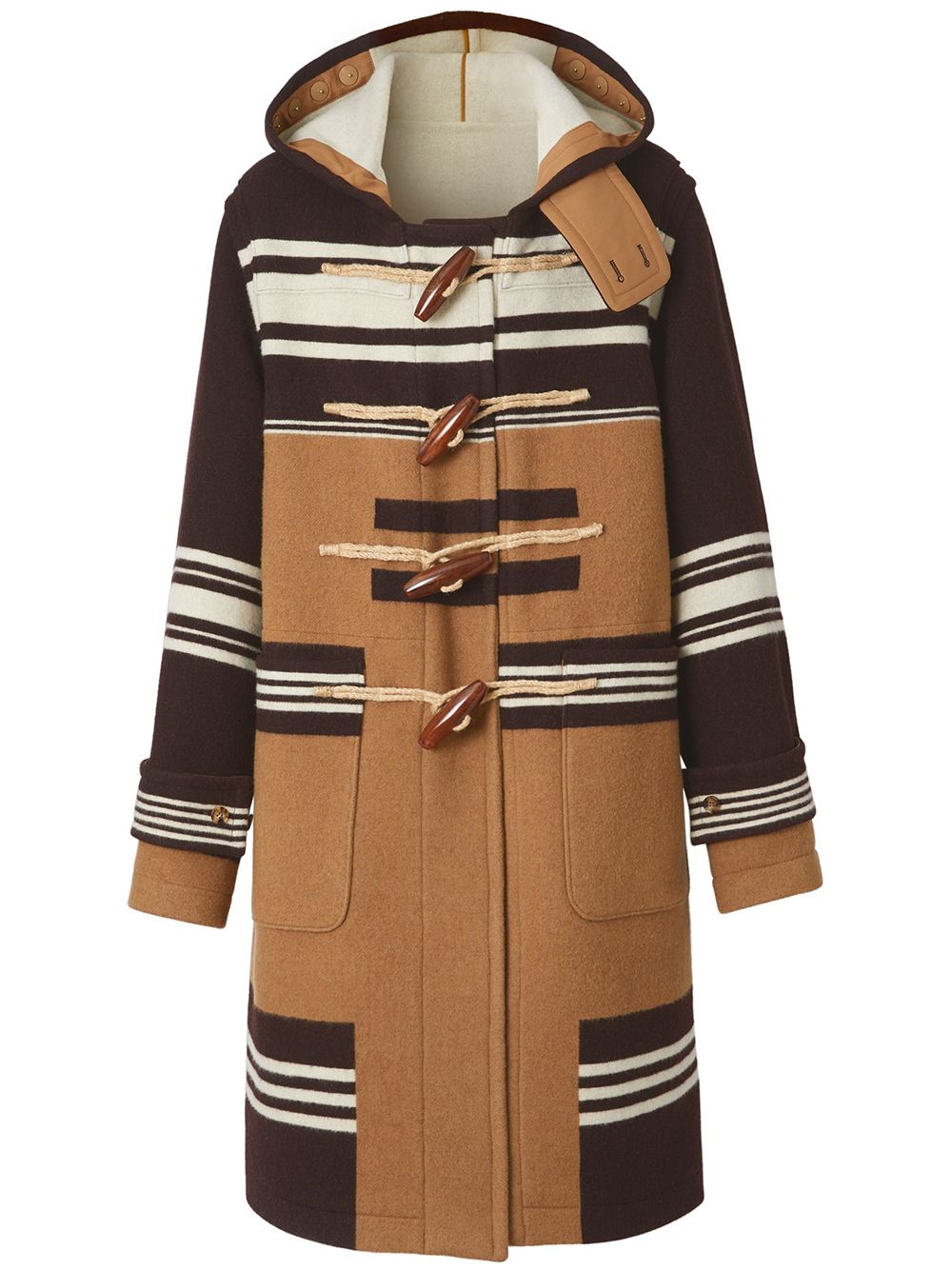 фото Burberry дафлкот с капюшоном и вставками в полоску