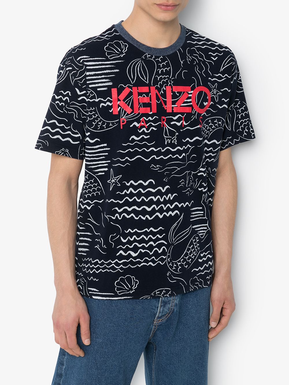 фото Kenzo mermaids logo print t-shirt