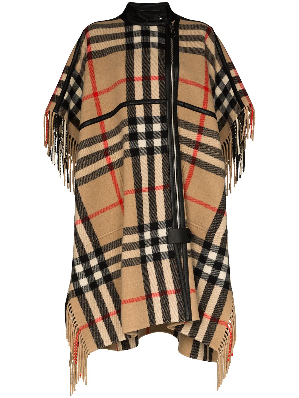 фото Burberry кейп в клетку vintage check с бахромой