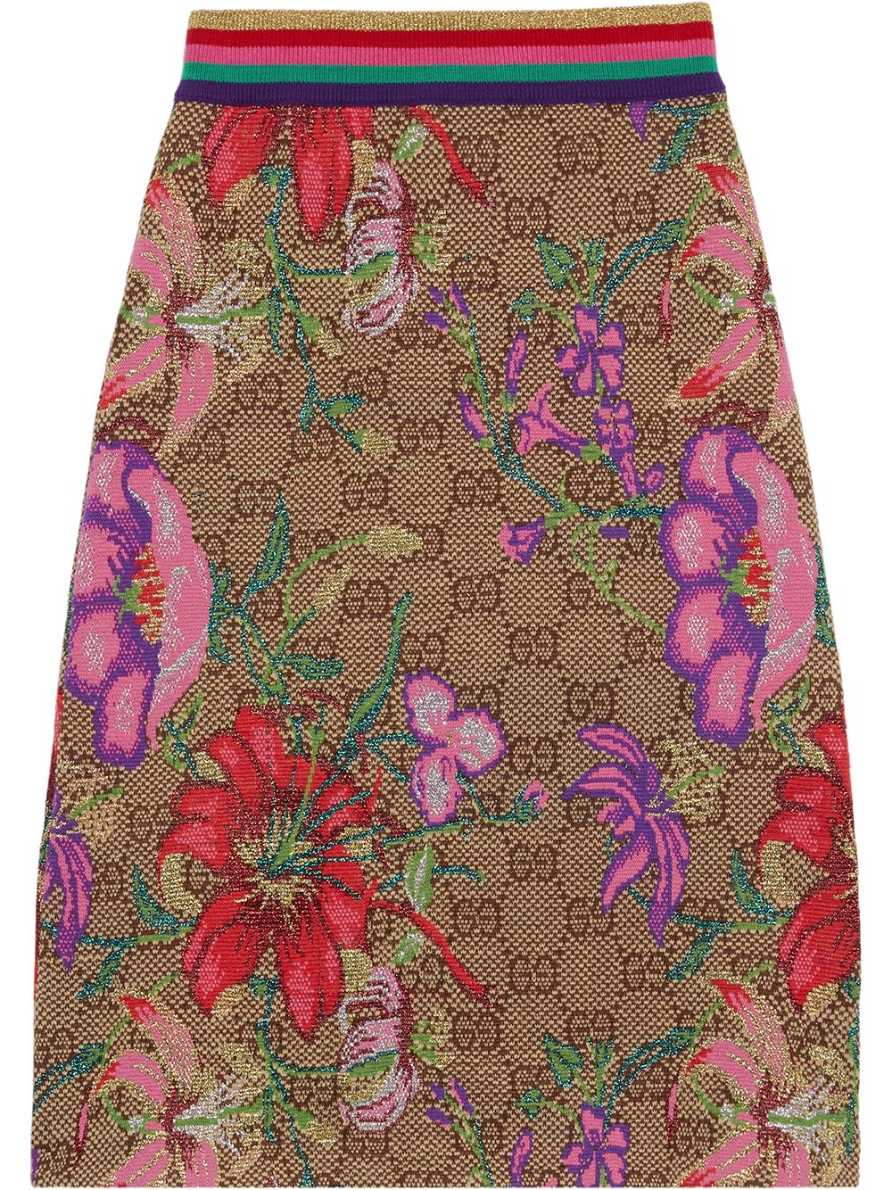 фото Gucci юбка с монограммой и цветочным узором