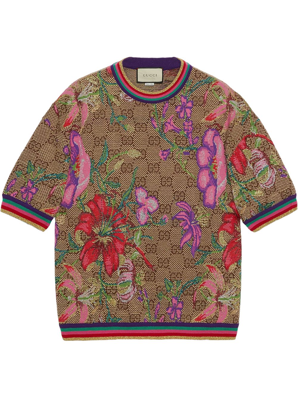 фото Gucci футболка с монограммой и цветочным принтом