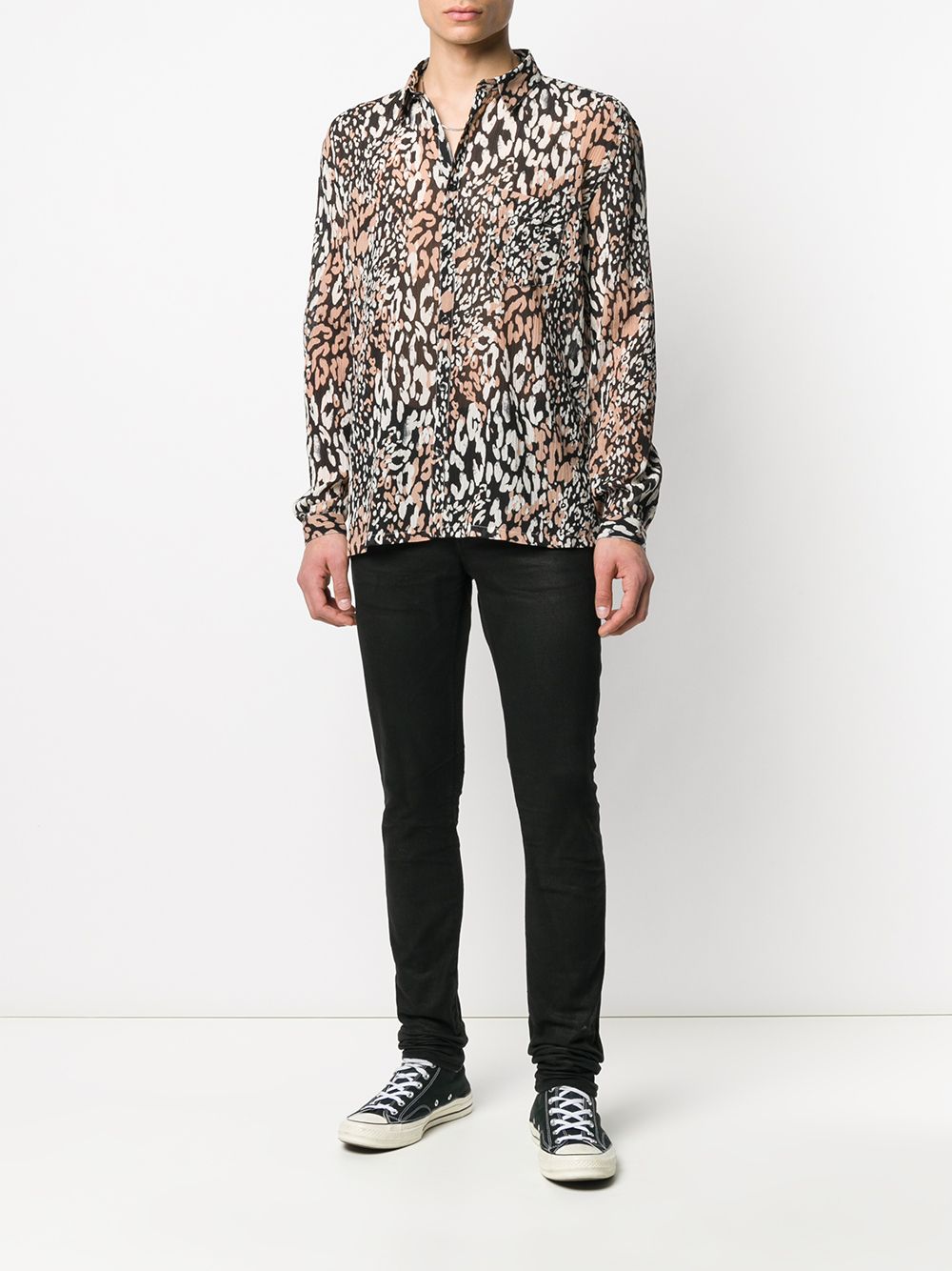 фото Saint laurent рубашка с леопардовым принтом