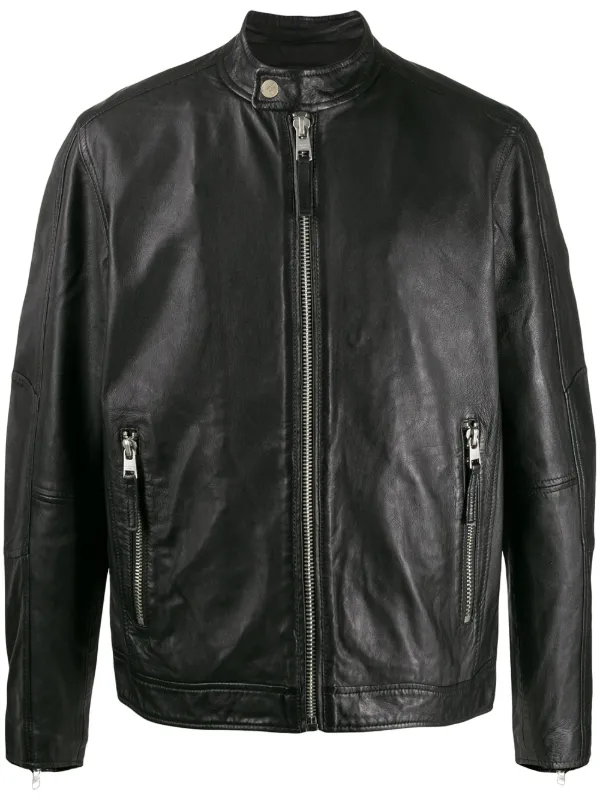 calvin klein band collar moto jacket