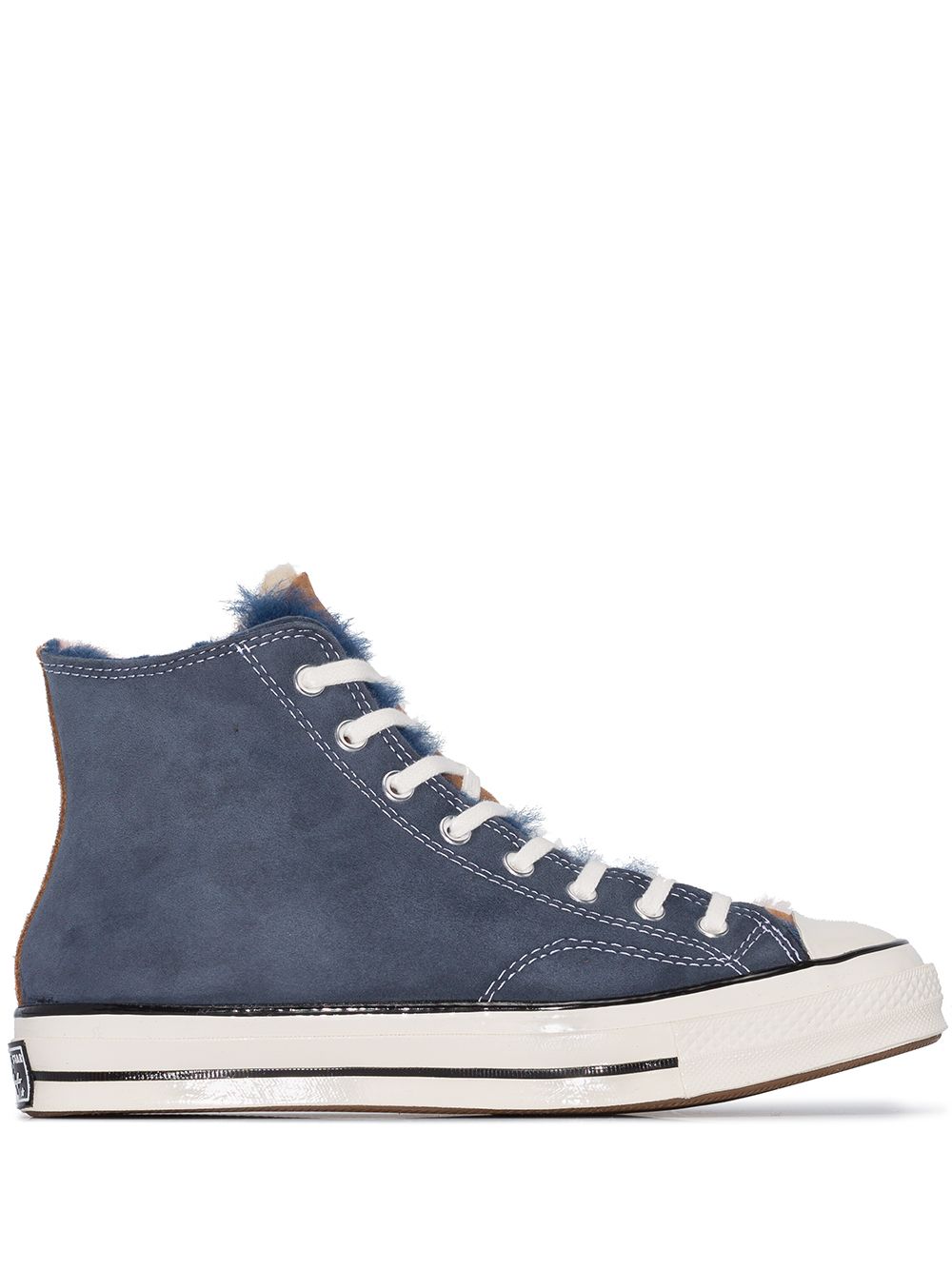 фото Converse высокие кеды blue shearling chuck 70