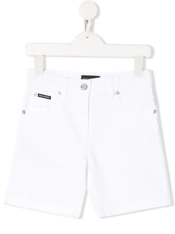 kids white denim shorts
