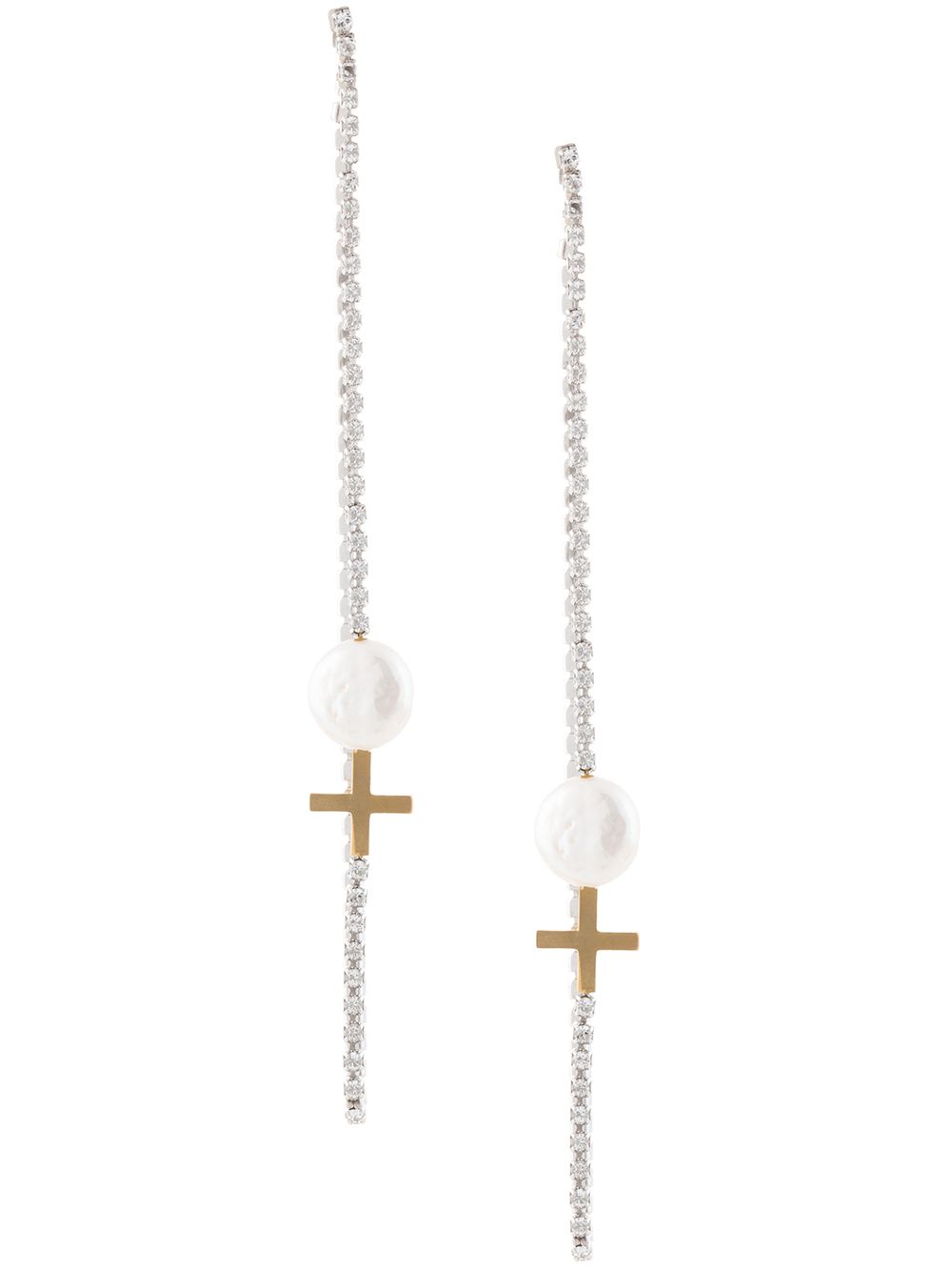 фото Le chic radical серьга cross drop pearl