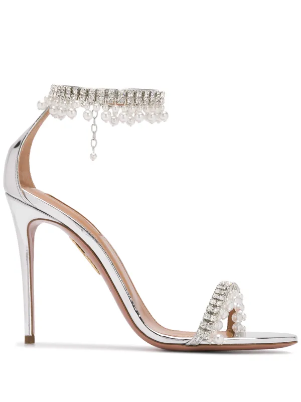 aquazzura silver heels