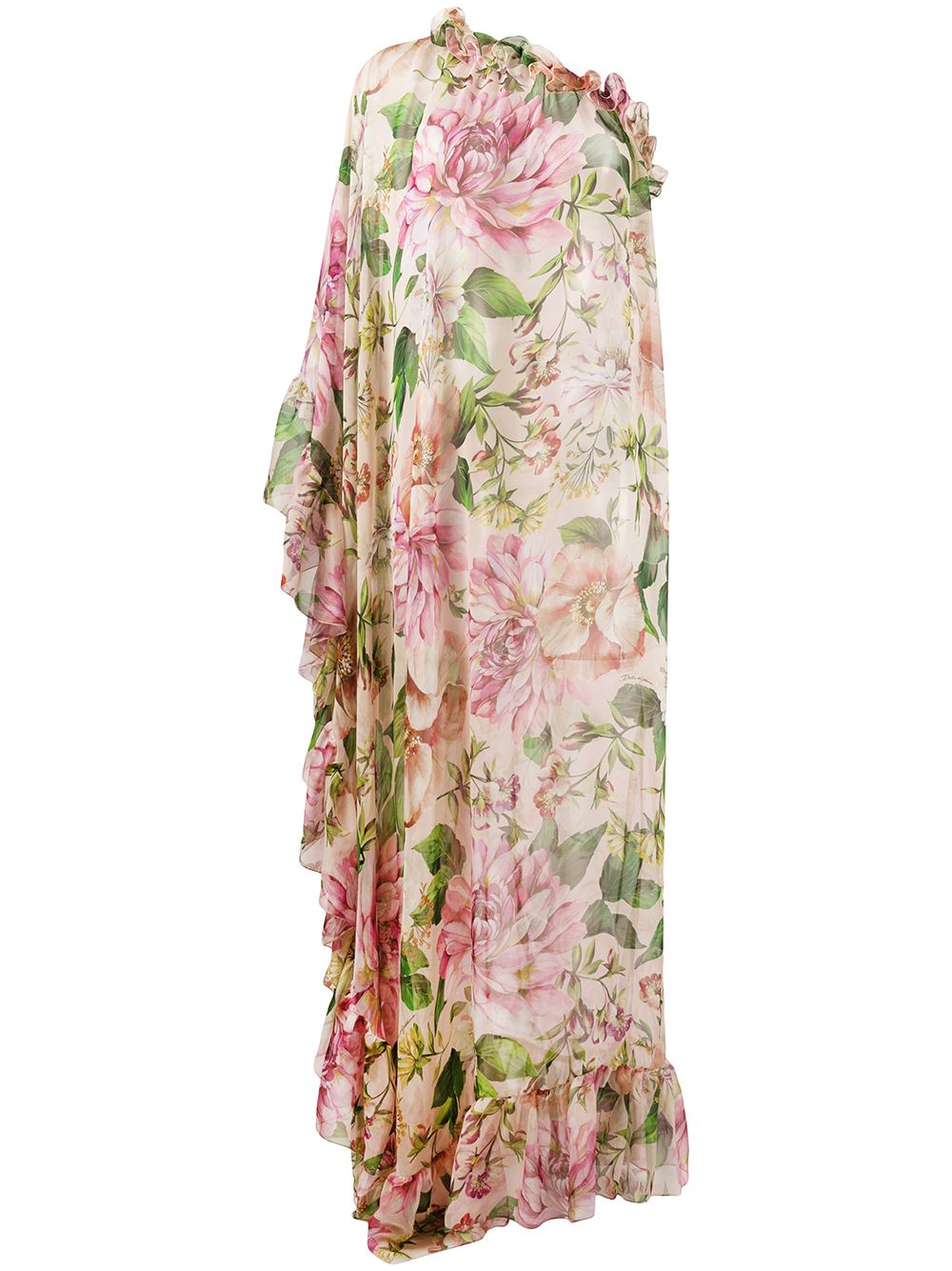 фото Dolce & gabbana платье с одним рукавом и цветочным принтом