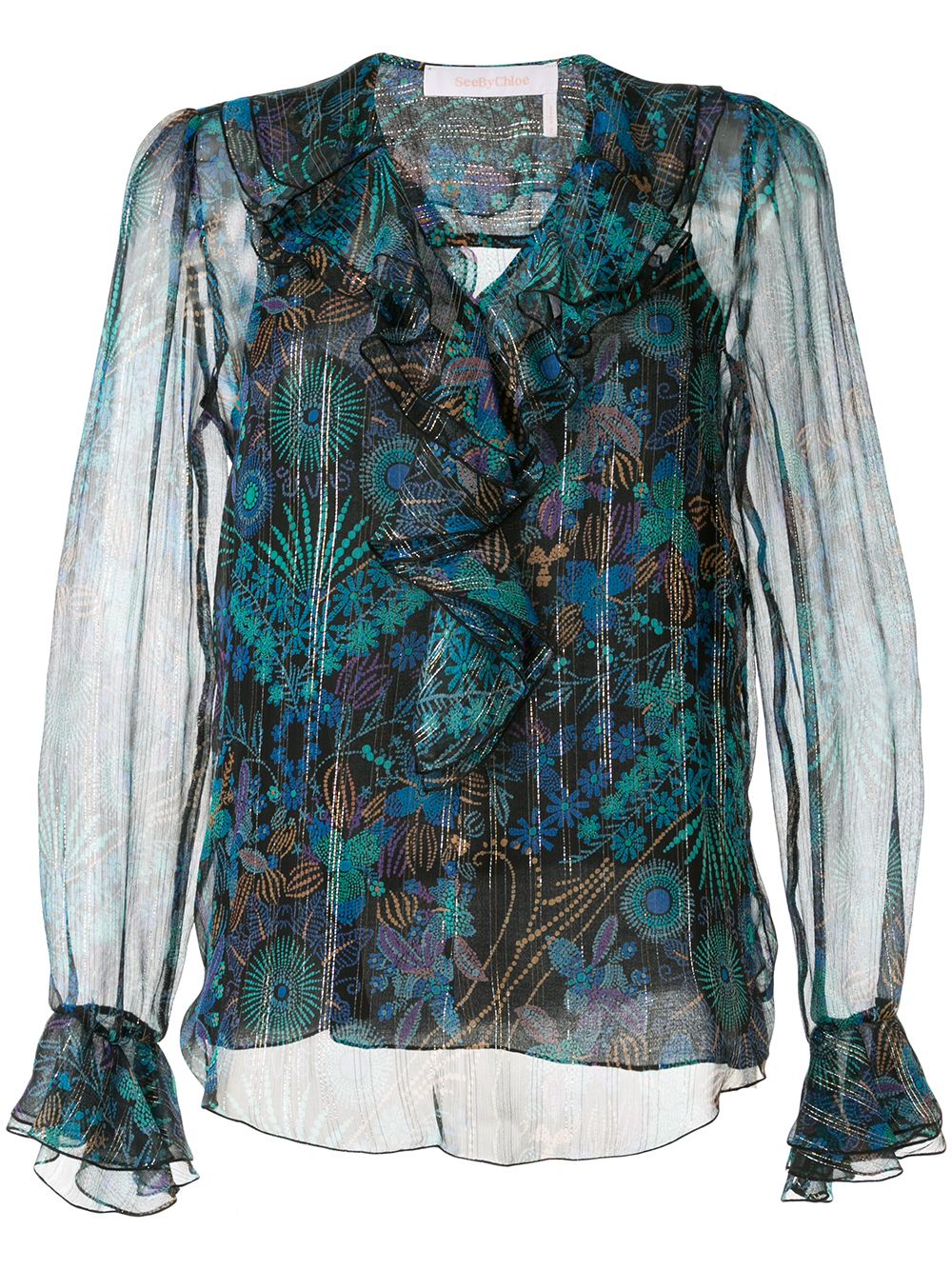 фото See by chloé блузка с оборками и принтом