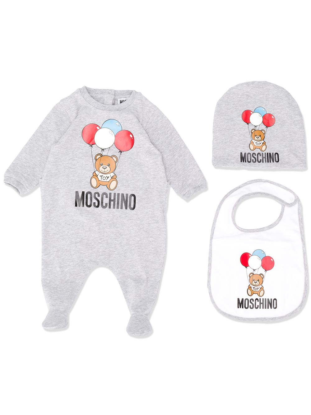 фото Moschino kids комплект из комбинезонов с шапкой и нагрудником