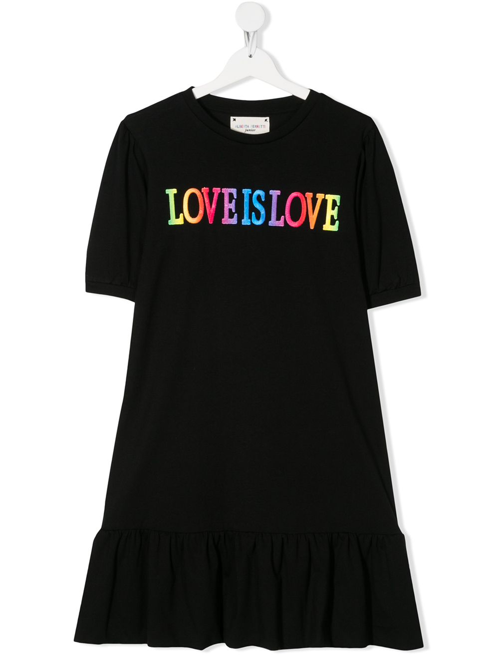 фото Alberta ferretti kids ярусное платье с вышивкой love is love