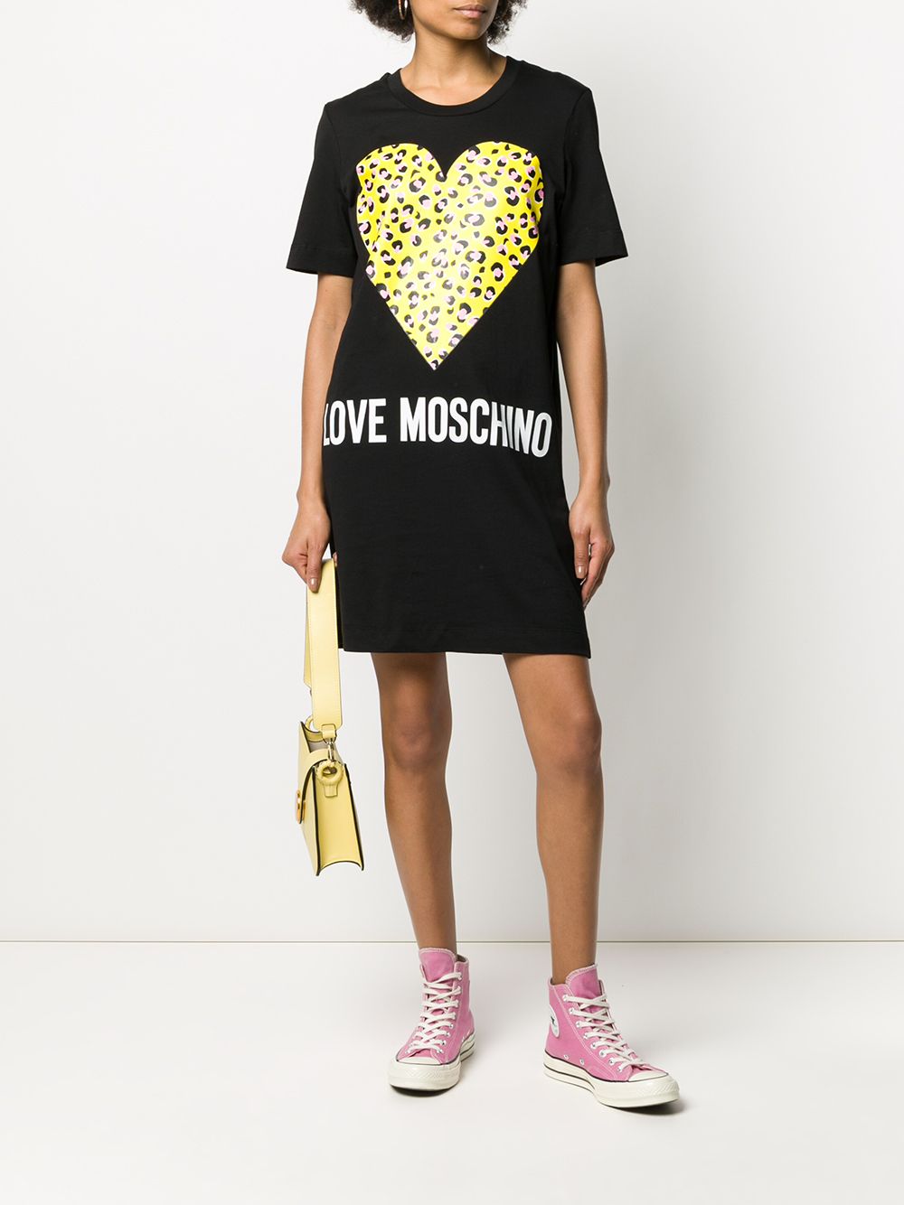 фото Love moschino платье-футболка с леопардовым принтом