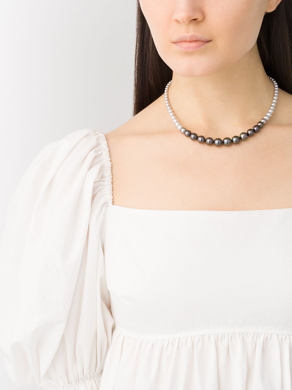 фото Yoko london 18kt white gold ombré tahitian and akoya pearl necklace