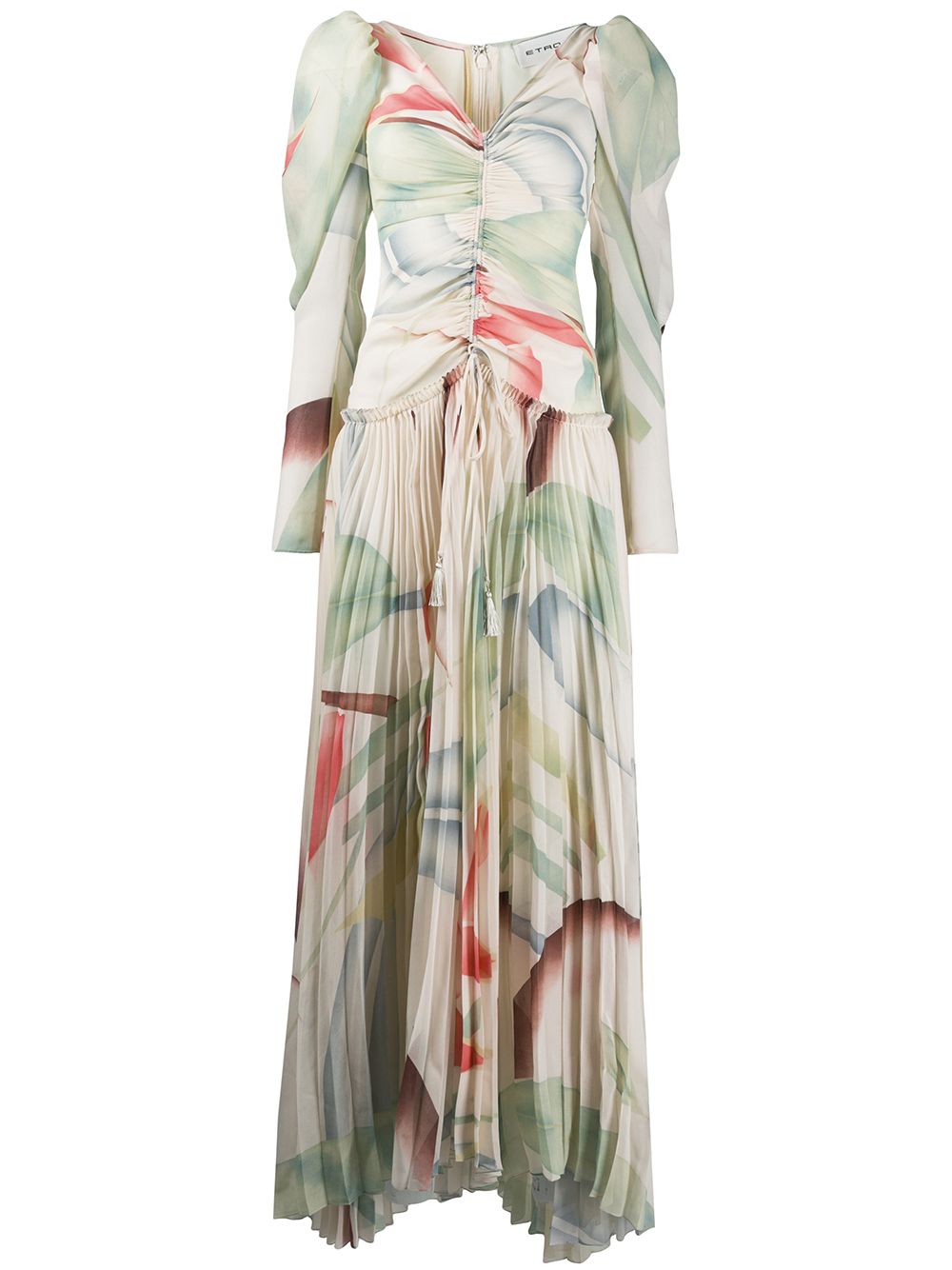 фото Etro плиссированное платье foliage с принтом
