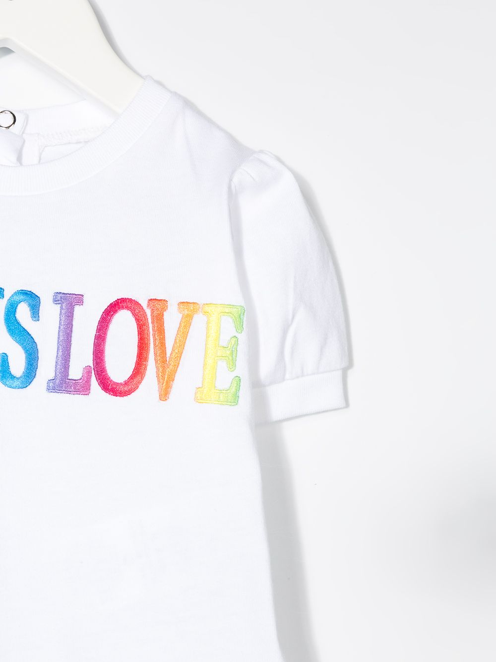 фото Alberta ferretti kids расклешенное платье с вышивкой love is love