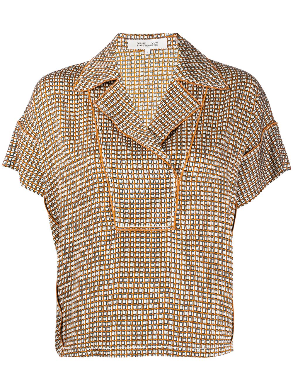 фото Dvf diane von furstenberg geometric-print notched-collar shirt