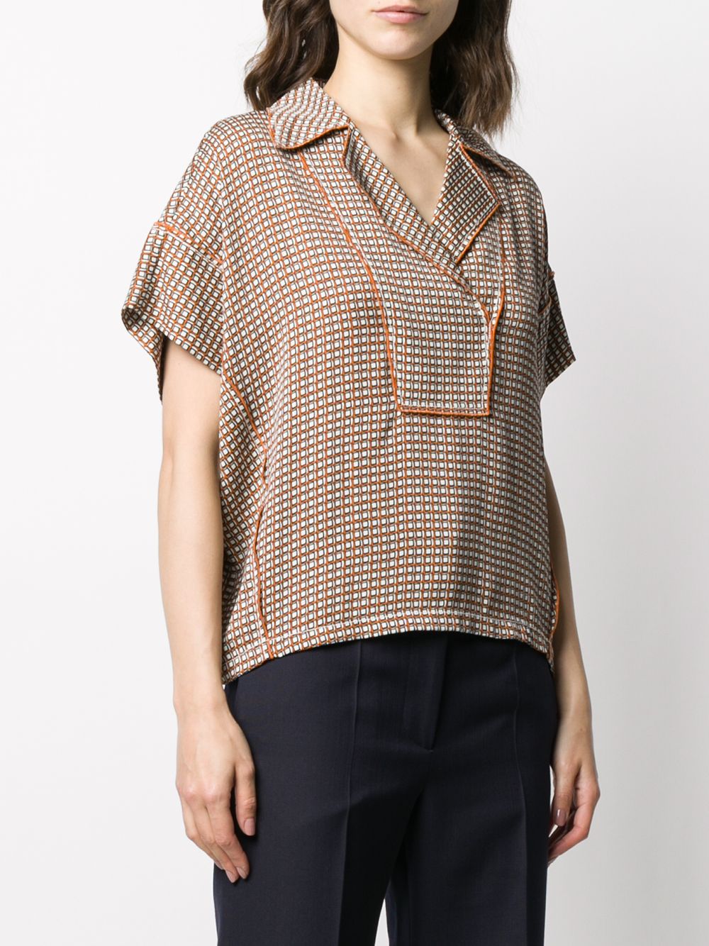 фото Dvf diane von furstenberg geometric-print notched-collar shirt