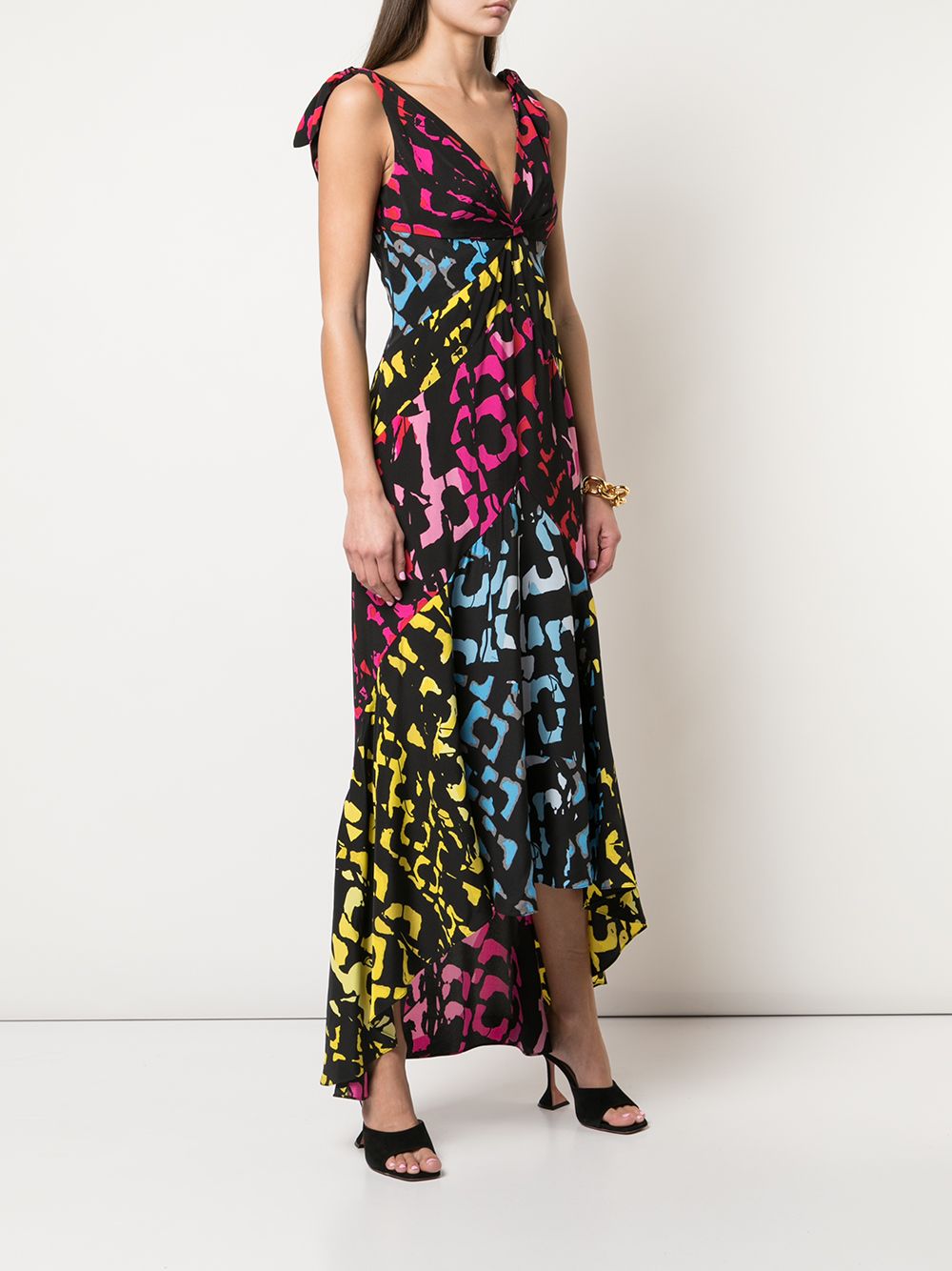 фото Dvf diane von furstenberg v-neck graphic print silk dress