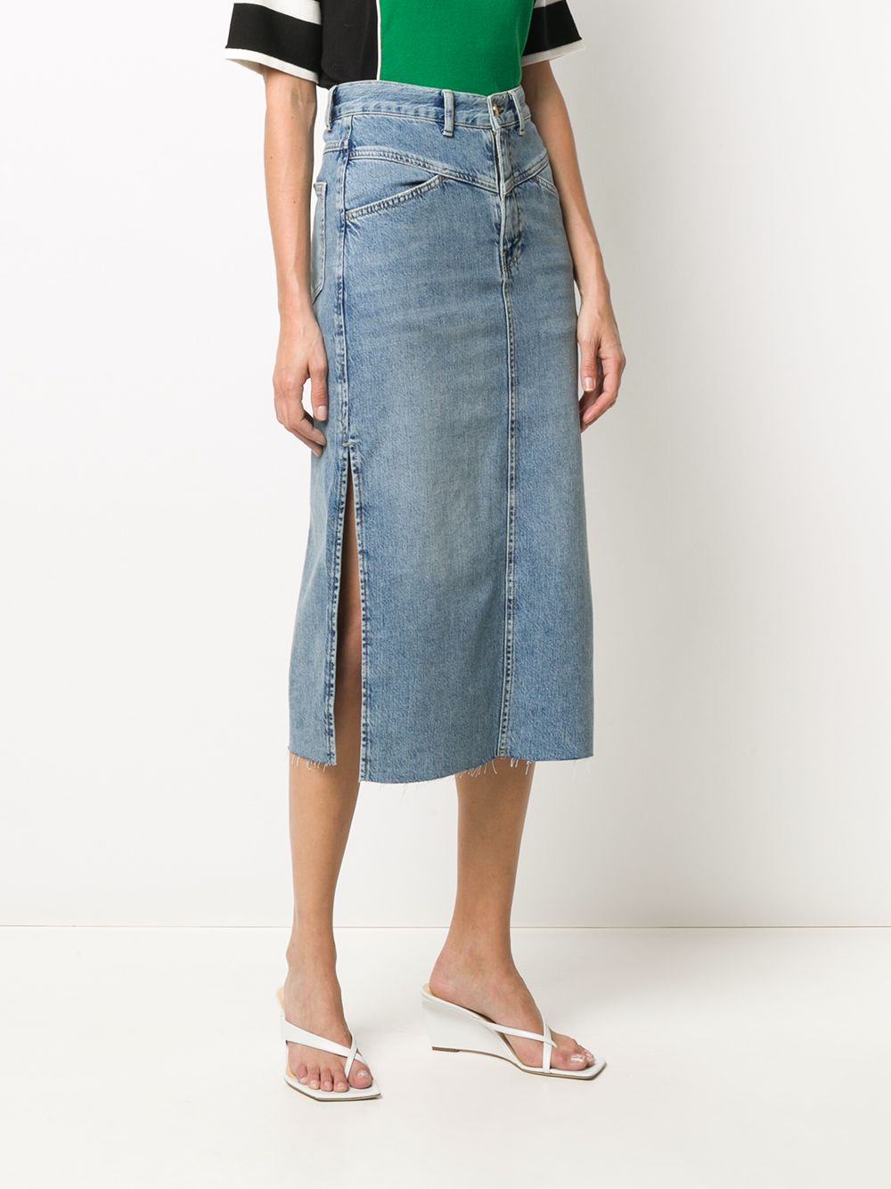 фото Essentiel antwerp джинсовая юбка миди с эффектом потертости