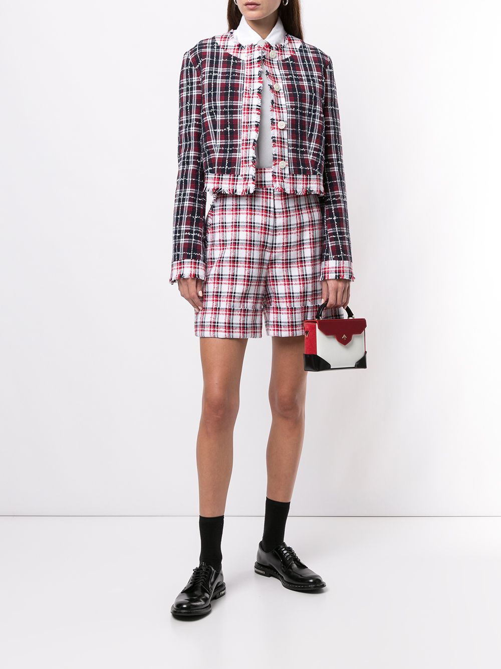 фото Thom browne твидовые шорты строгого кроя в клетку