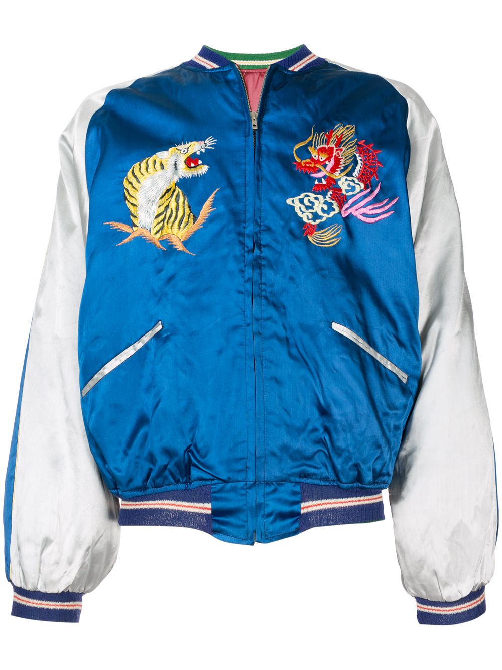 фото Fake alpha vintage 1950s embroidered animals bomber jacket