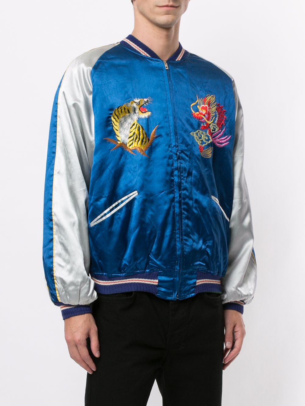 фото Fake alpha vintage 1950s embroidered animals bomber jacket